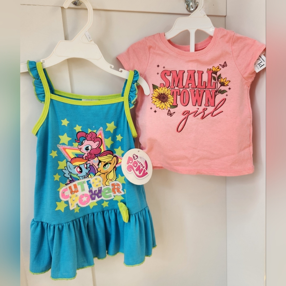 My Little Pony Teal Dress with Ruffle Straps AND Pink T-Shirt NEW!🌌